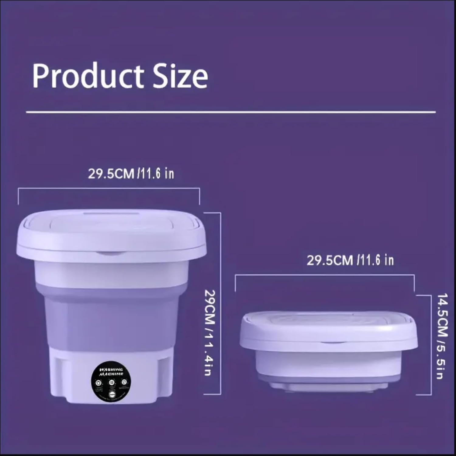 8L Foldable Washing Machine Mini Underwear Laundry Machine (Purple)