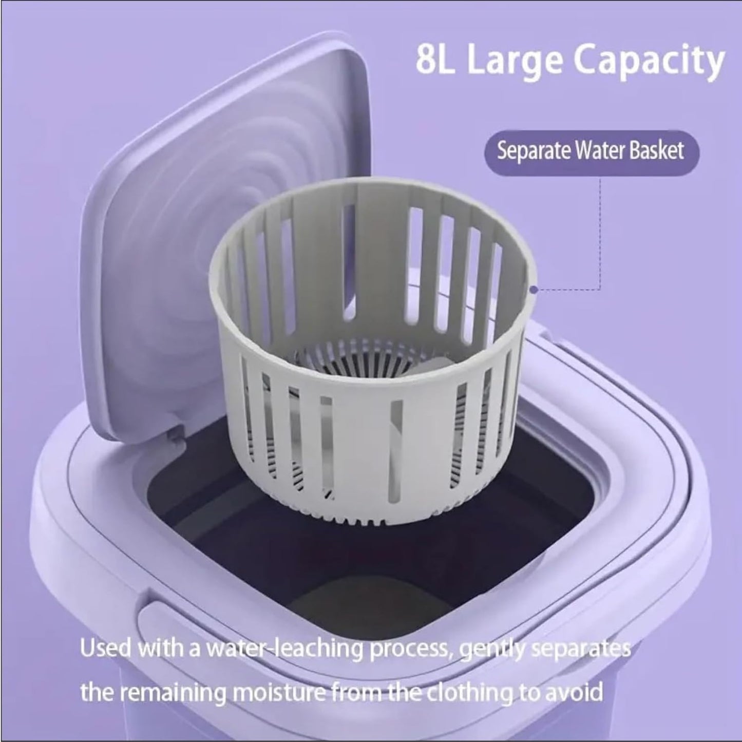 8L Foldable Washing Machine Mini Underwear Laundry Machine (Purple)