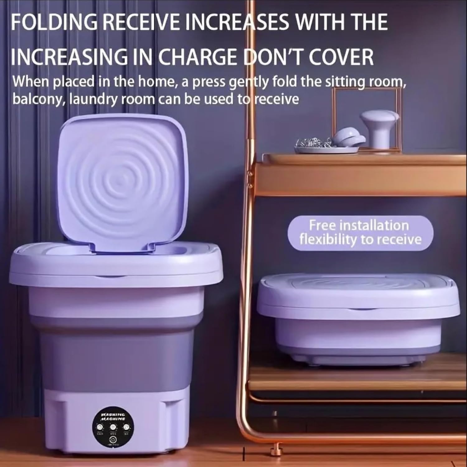 8L Foldable Washing Machine Mini Underwear Laundry Machine (Purple)
