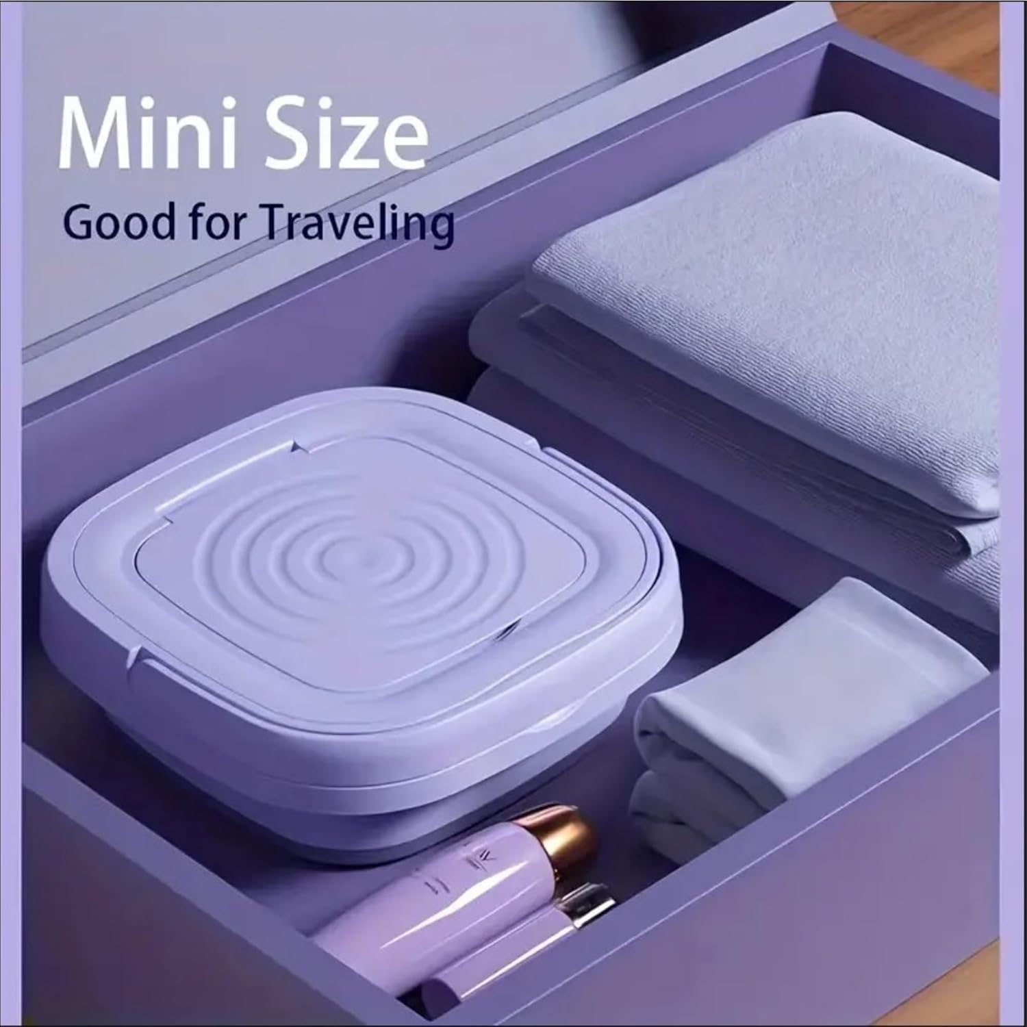 8L Foldable Washing Machine Mini Underwear Laundry Machine (Purple)