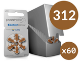 Power one P312 size 312 Hearing Aid Batteries 60 Pack