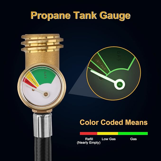 Propane Tank Hose Extension with Gauge