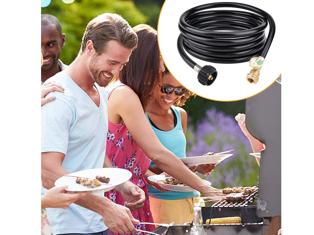 Propane Tank Hose Extension with Gauge