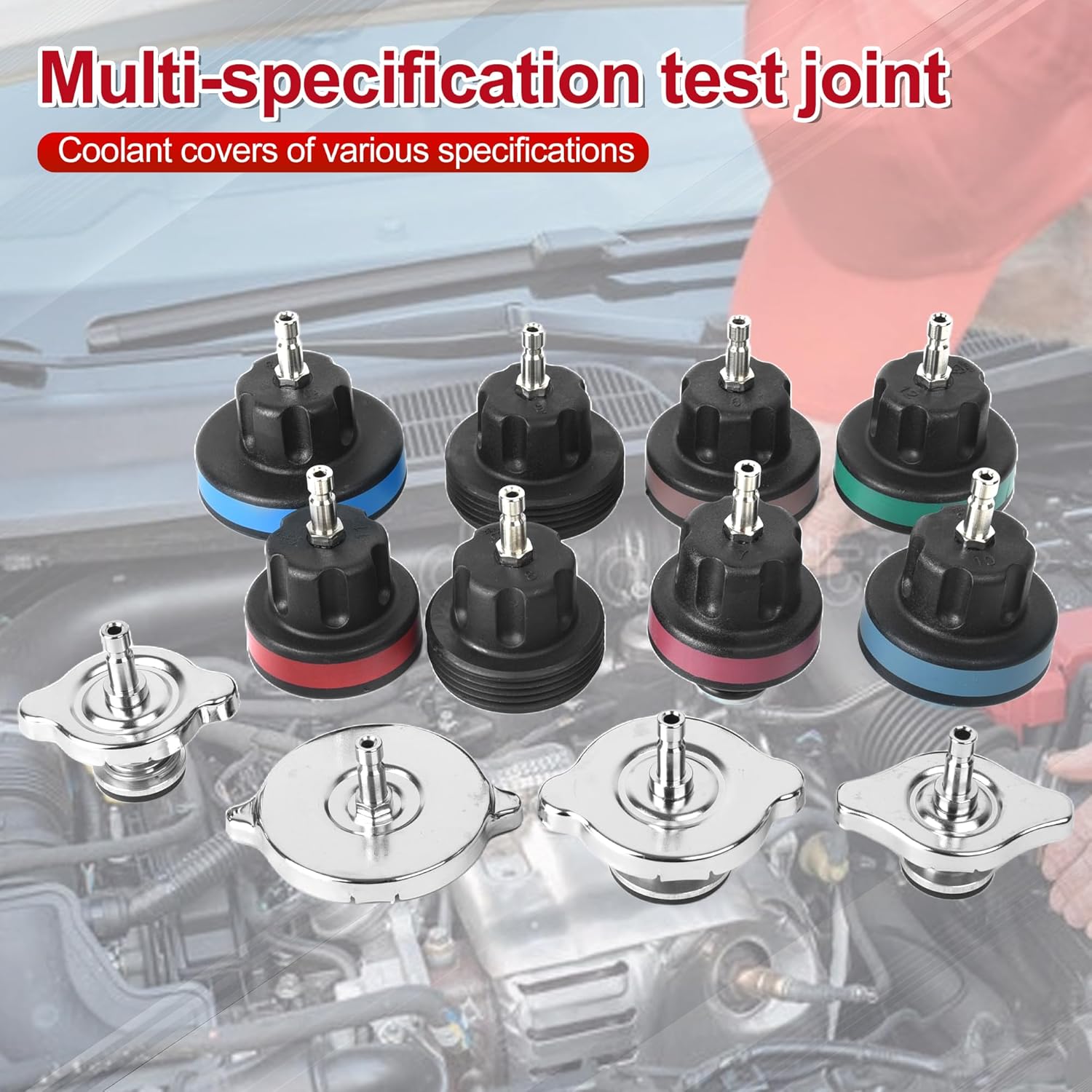 Universal Cooling System Radiator Pressure Tester Gasket Test Kit Leak Detector
