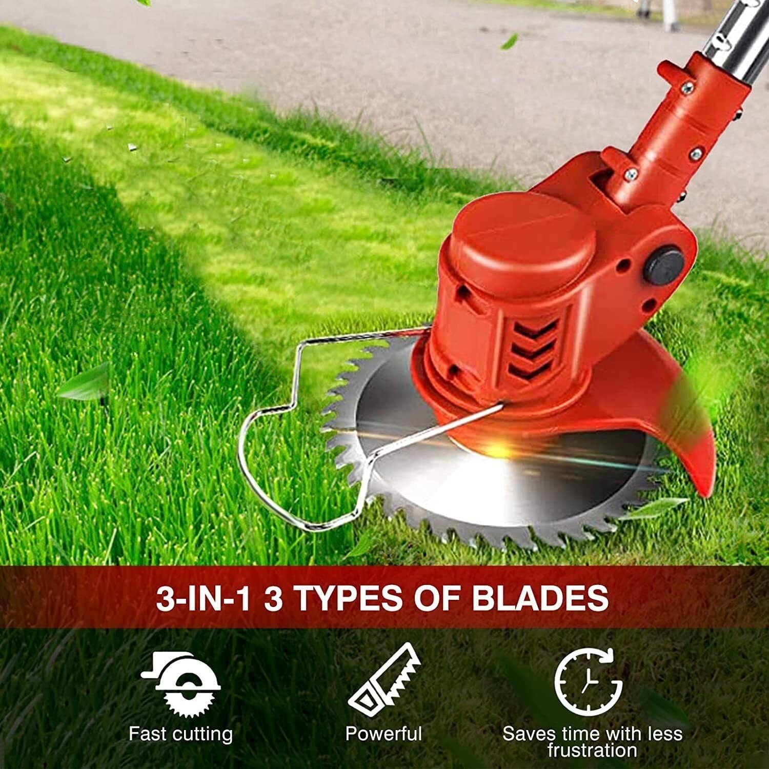 Electric Cordless Lawnmower Electric Rotary Lawn Mower, Close Edge Cutting, Rear Roller, Manual Height Adjust