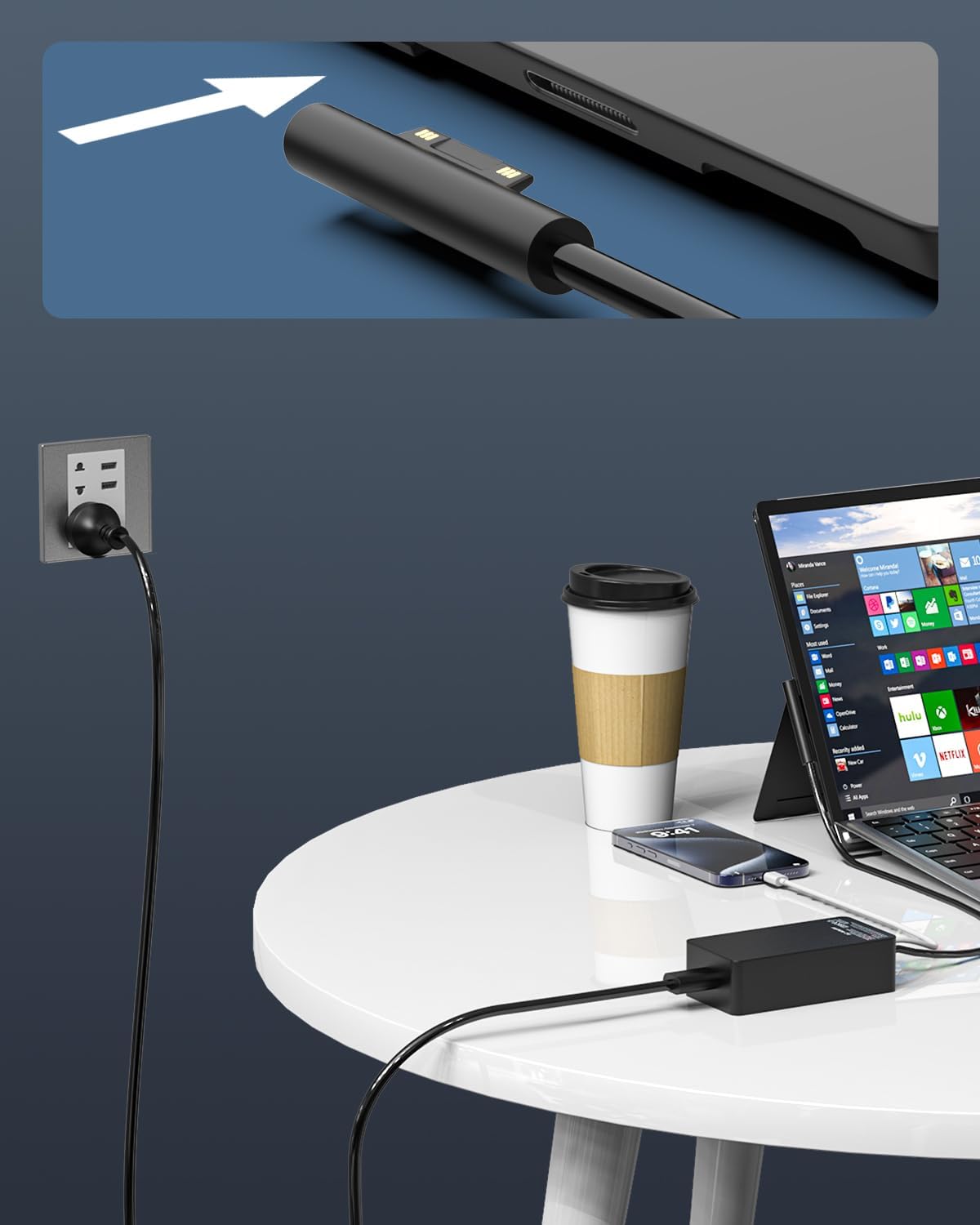Replacement Charger for Microsoft Surface Pro X/9/8/7/6/5/4/3 65W