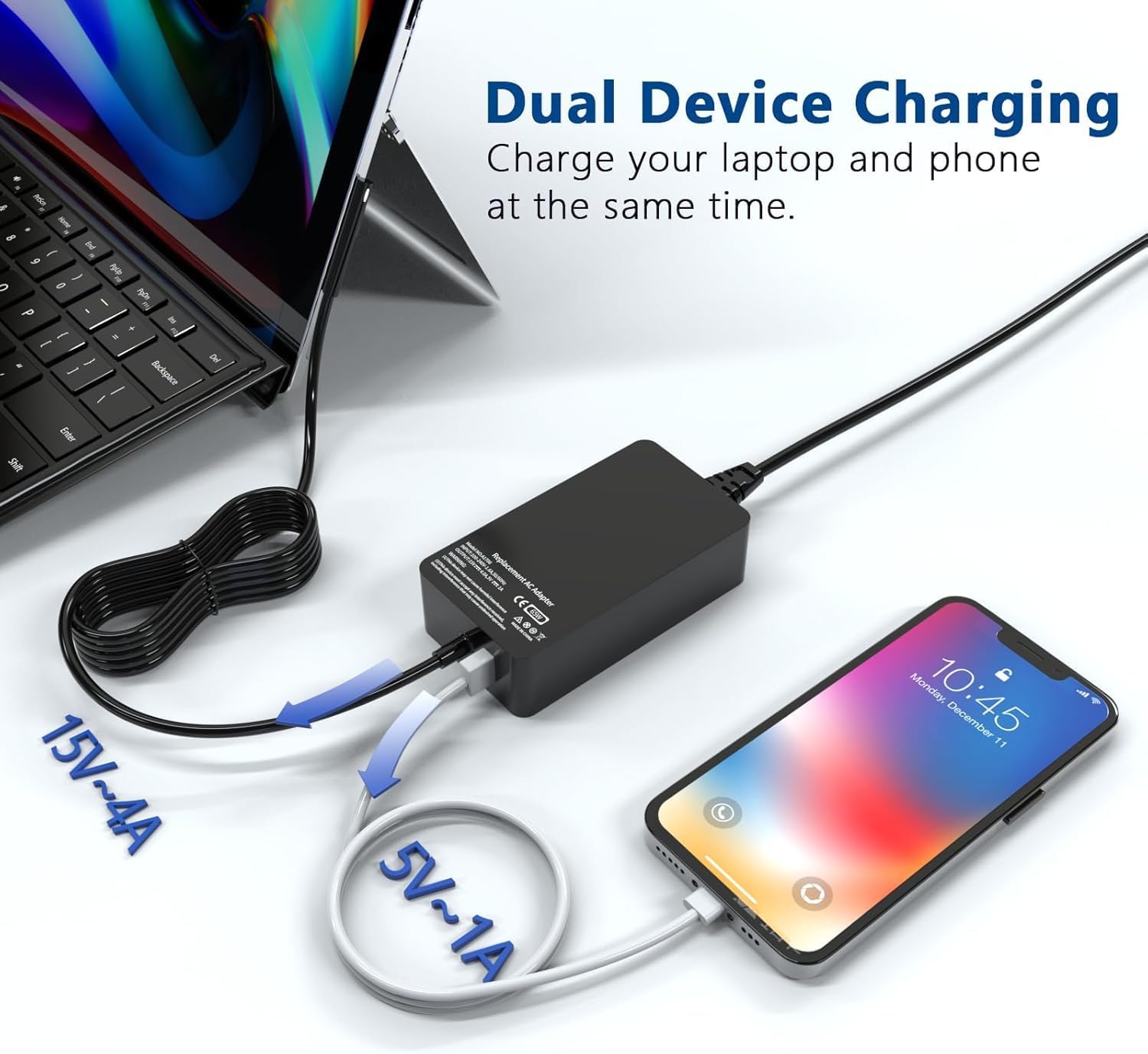 Replacement Charger for Microsoft Surface Pro X/9/8/7/6/5/4/3 65W