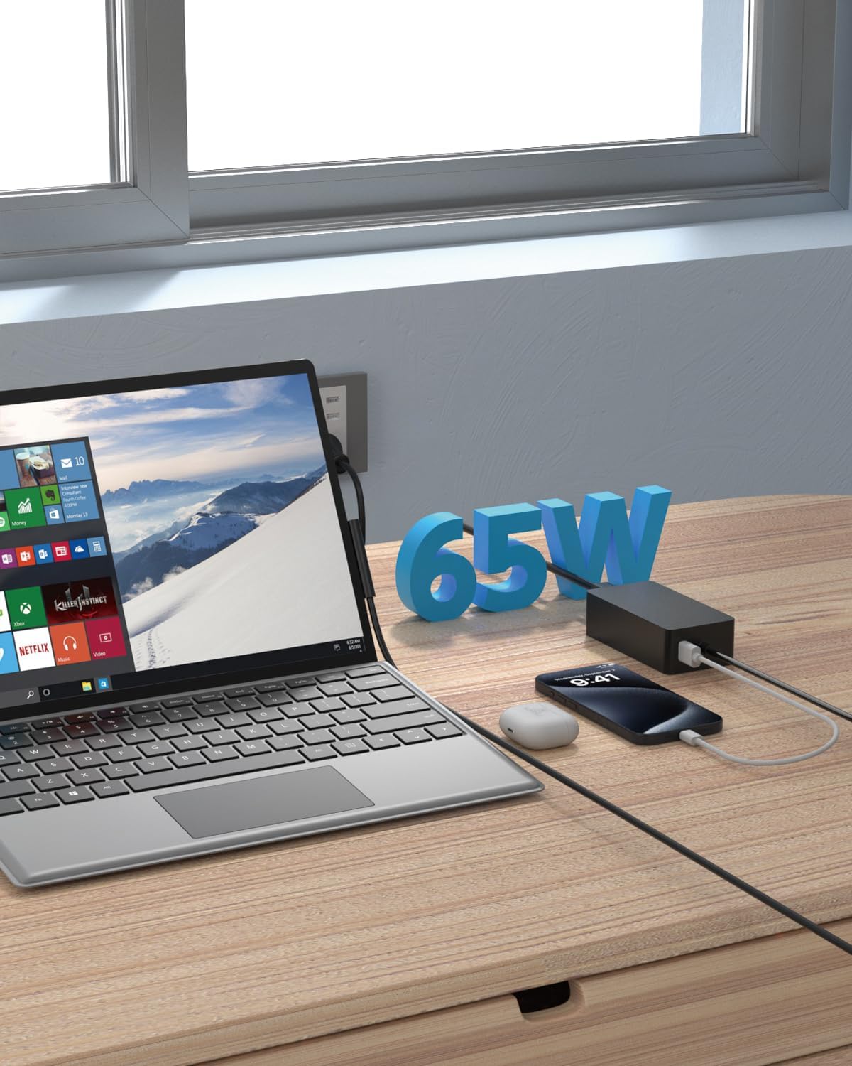 Replacement Charger for Microsoft Surface Pro X/9/8/7/6/5/4/3 65W