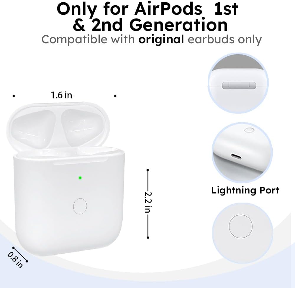Replacement Wireless Charging Case for AirPods 1 & 2