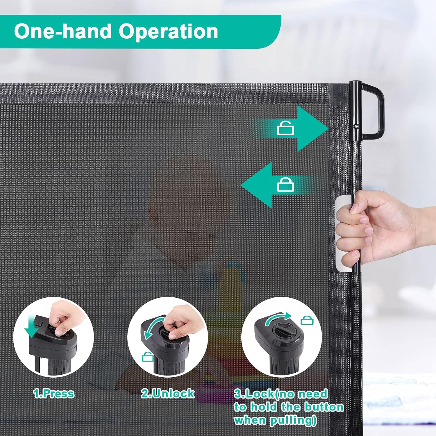 Retractable Baby Gate Safety Cat Enclosure Indoor Pet Dog Fence Guard Barrier