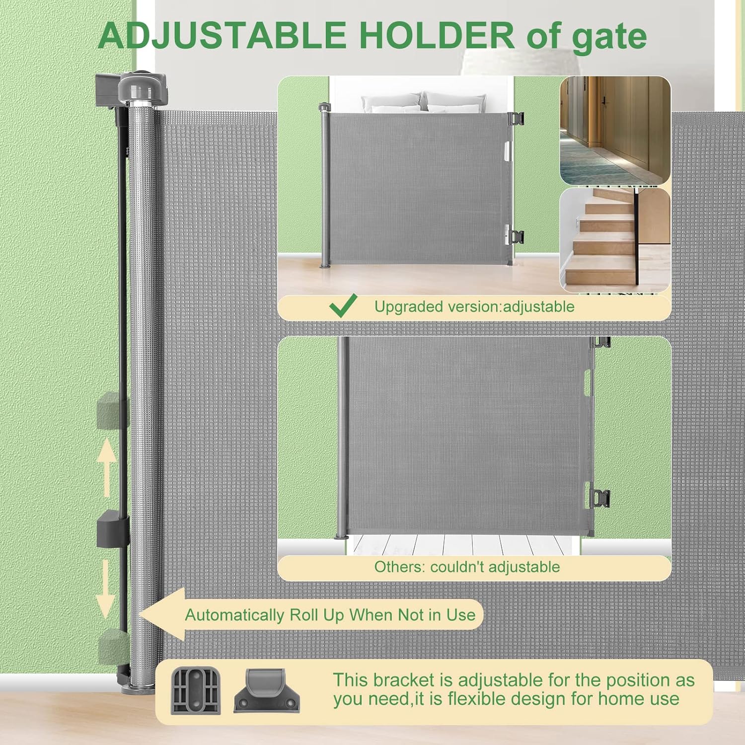 Retractable Baby Gate Safety Cat Enclosure Indoor Pet Dog Fence Guard Barrier