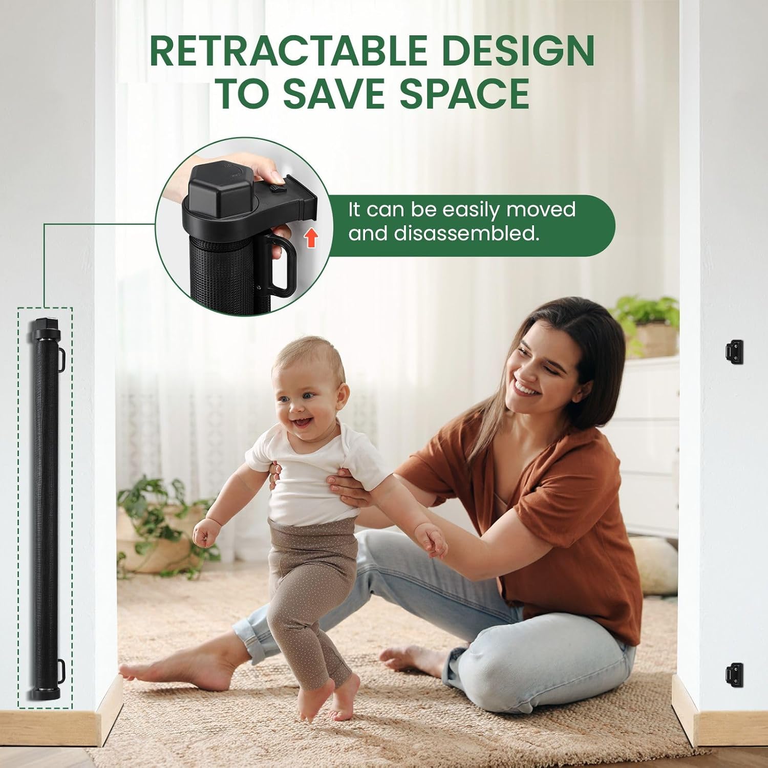 Retractable Baby Gate Safety Cat Enclosure Indoor Pet Dog Fence Guard Barrier