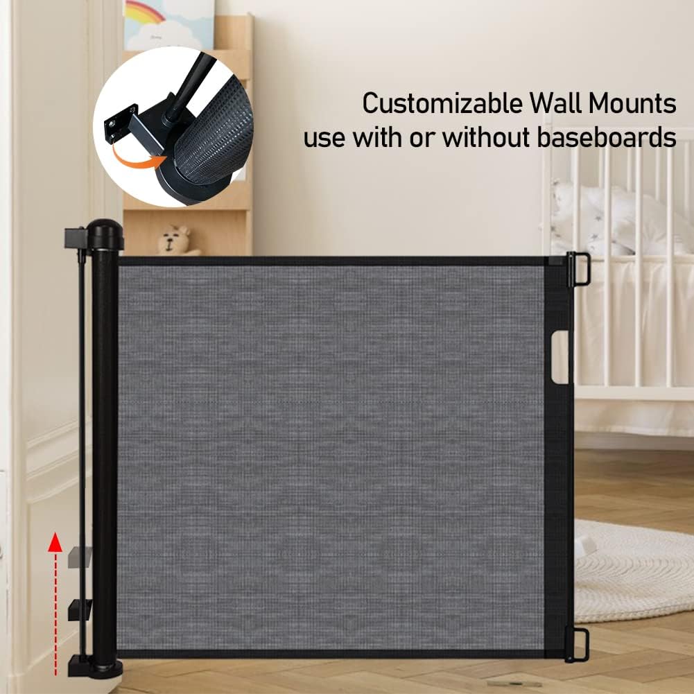 Retractable Baby Gate Safety Cat Enclosure Indoor Pet Dog Fence Guard Barrier