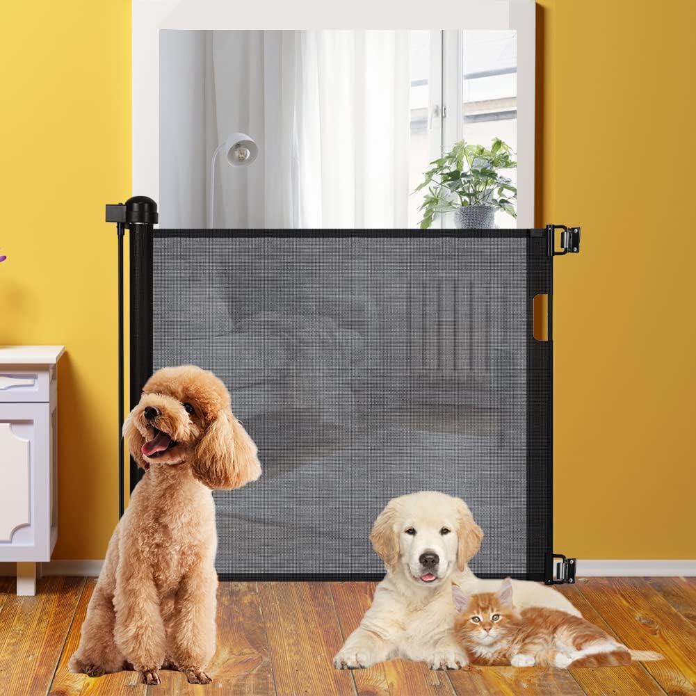 Retractable Baby Gate Safety Cat Enclosure Indoor Pet Dog Fence Guard Barrier