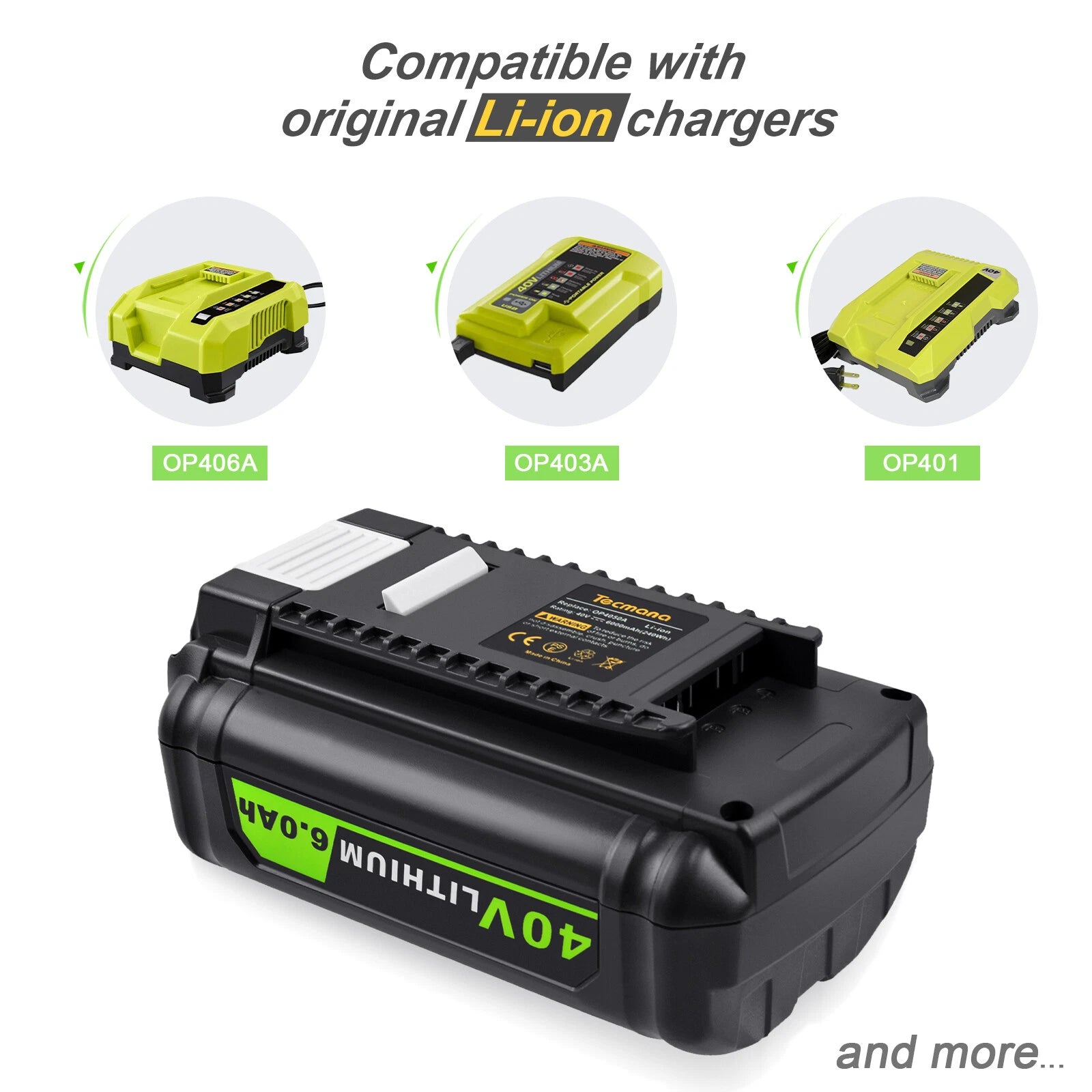 Ryobi 40V Battery 6Ah Battery Replacement Compatible