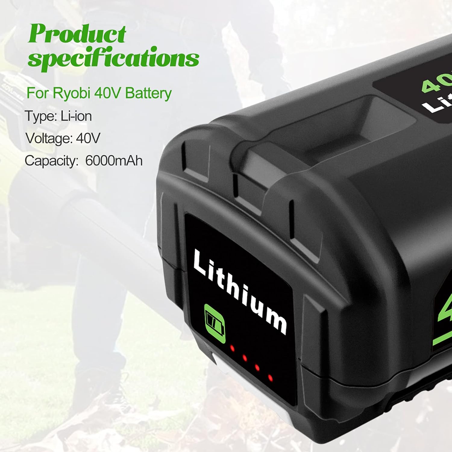 Ryobi 40V Battery 6Ah Battery Replacement Compatible