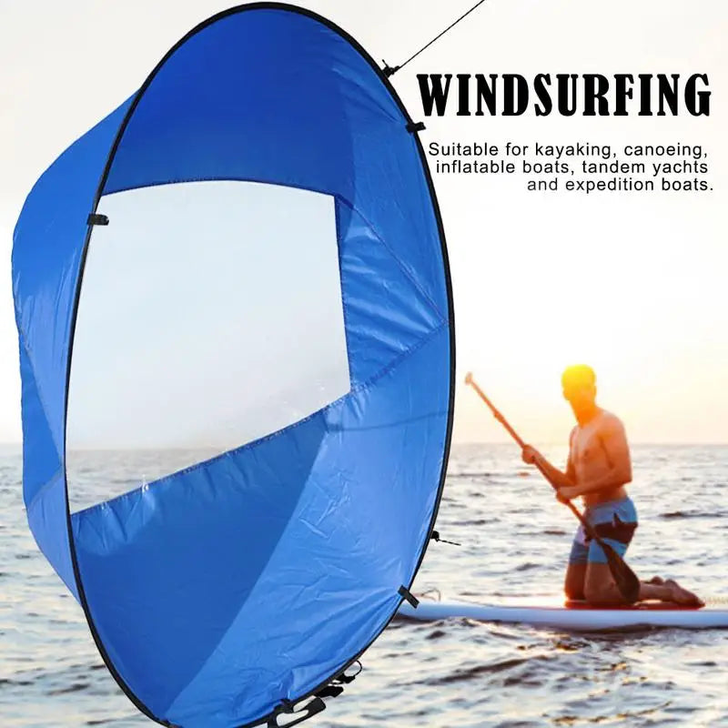 42in Sail Foldable Kayak Boat Wind Sail (Blue)