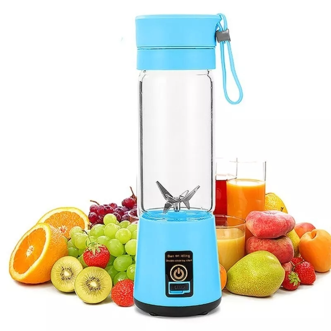 Portable Electric Juicer Bottle Blender Mixer with 6 Blades (Blue)