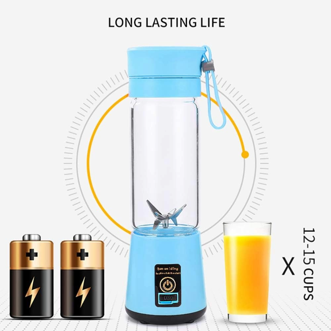 Portable Electric Juicer Bottle Blender Mixer with 6 Blades (Blue)