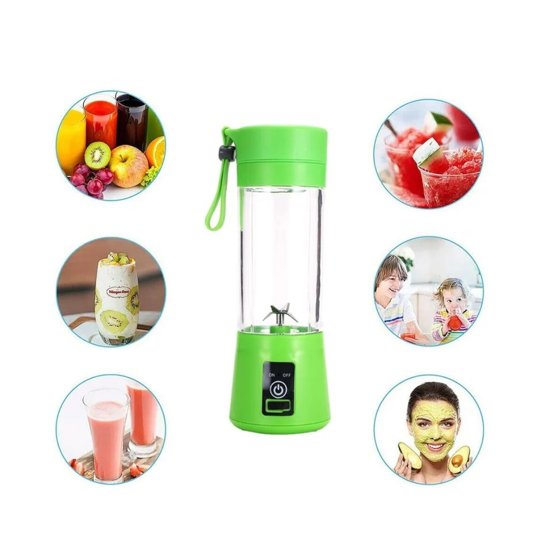 Portable Electric Juicer Bottle Blender Mixer with 6 Blades (Green)