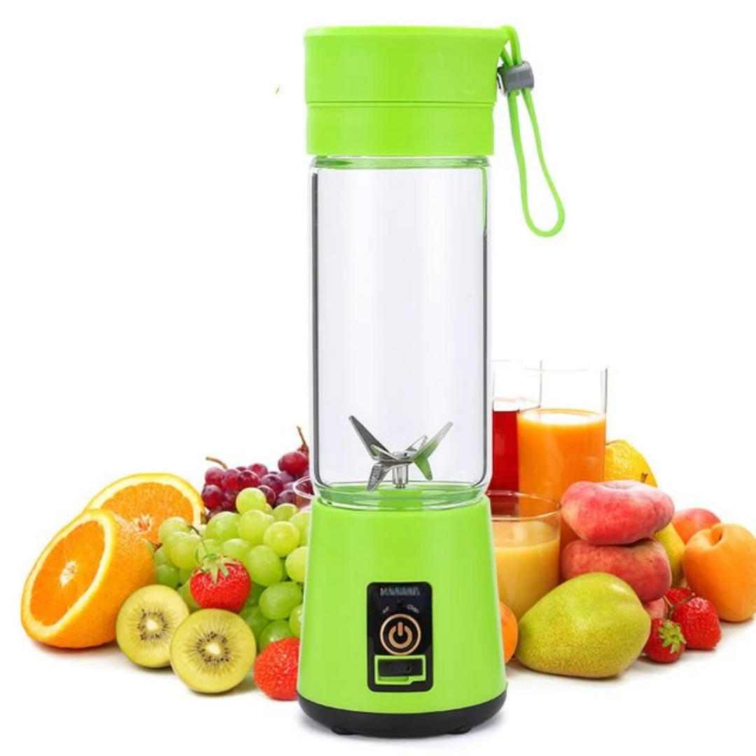 Portable Electric Juicer Bottle Blender Mixer with 6 Blades (Green)