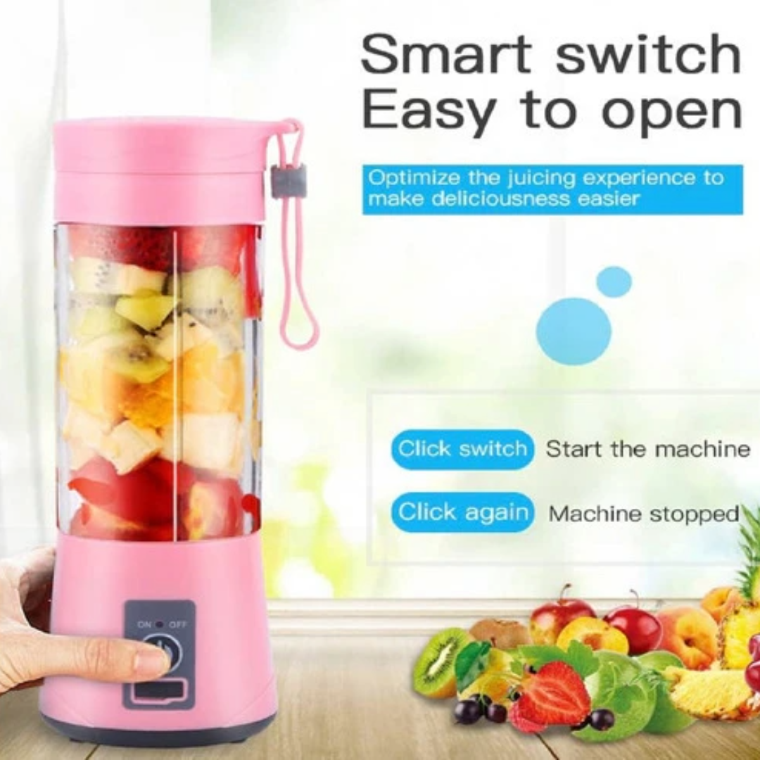 Portable Electric Juicer Bottle Blender Mixer 6 Blade (Pink)