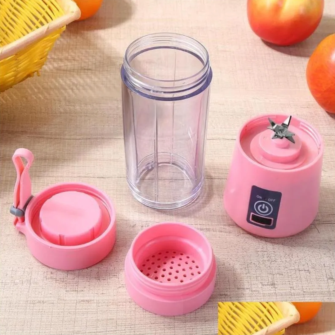 Portable Electric Juicer Bottle Blender Mixer 6 Blade (Pink)