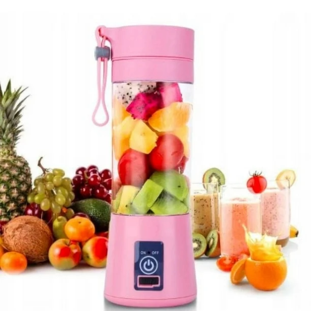 Portable Electric Juicer Bottle Blender Mixer 6 Blade (Pink)