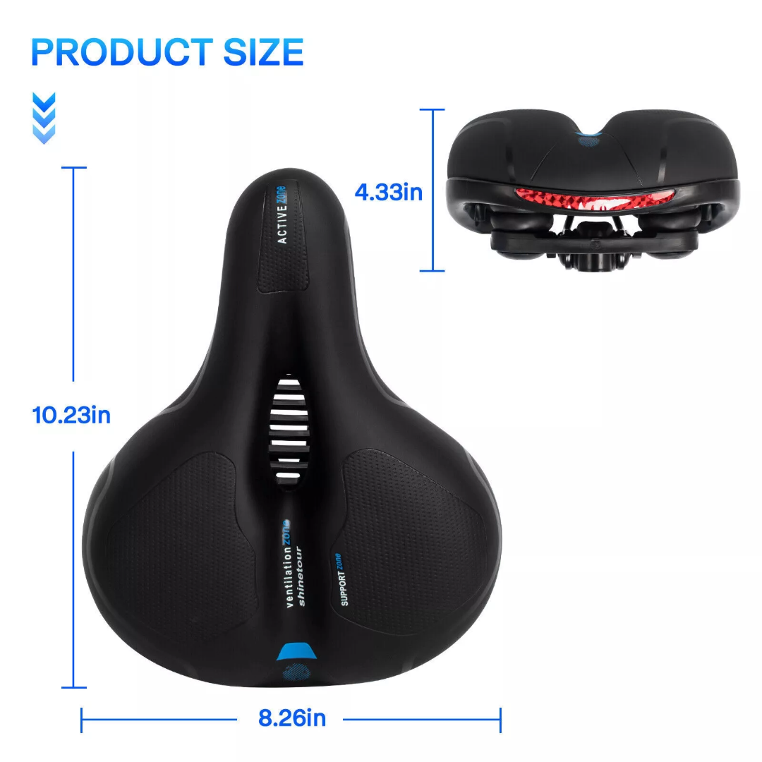 Wide Bike Saddle Shock Bike Seat (Blue)