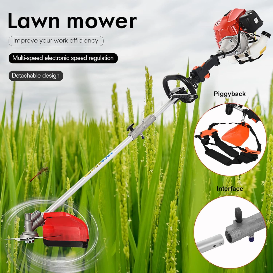 4 in 1 Petrol Strimmer Garden Multi Tool 43cc Hedge Trimmer Chainsaw Brush cutter