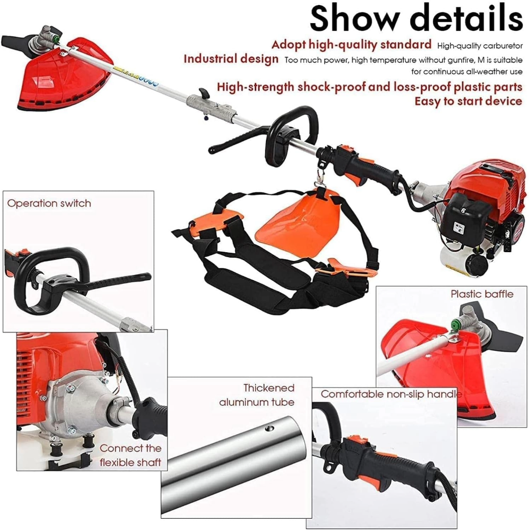 4 in 1 Petrol Strimmer Garden Multi Tool 43cc Hedge Trimmer Chainsaw Brush cutter