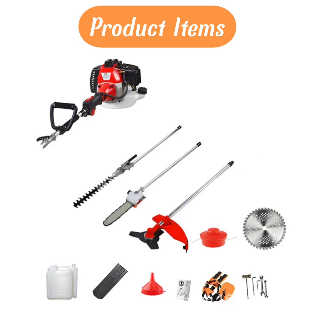 4 in 1 Petrol Strimmer Garden Multi Tool 43cc Hedge Trimmer Chainsaw Brush cutter