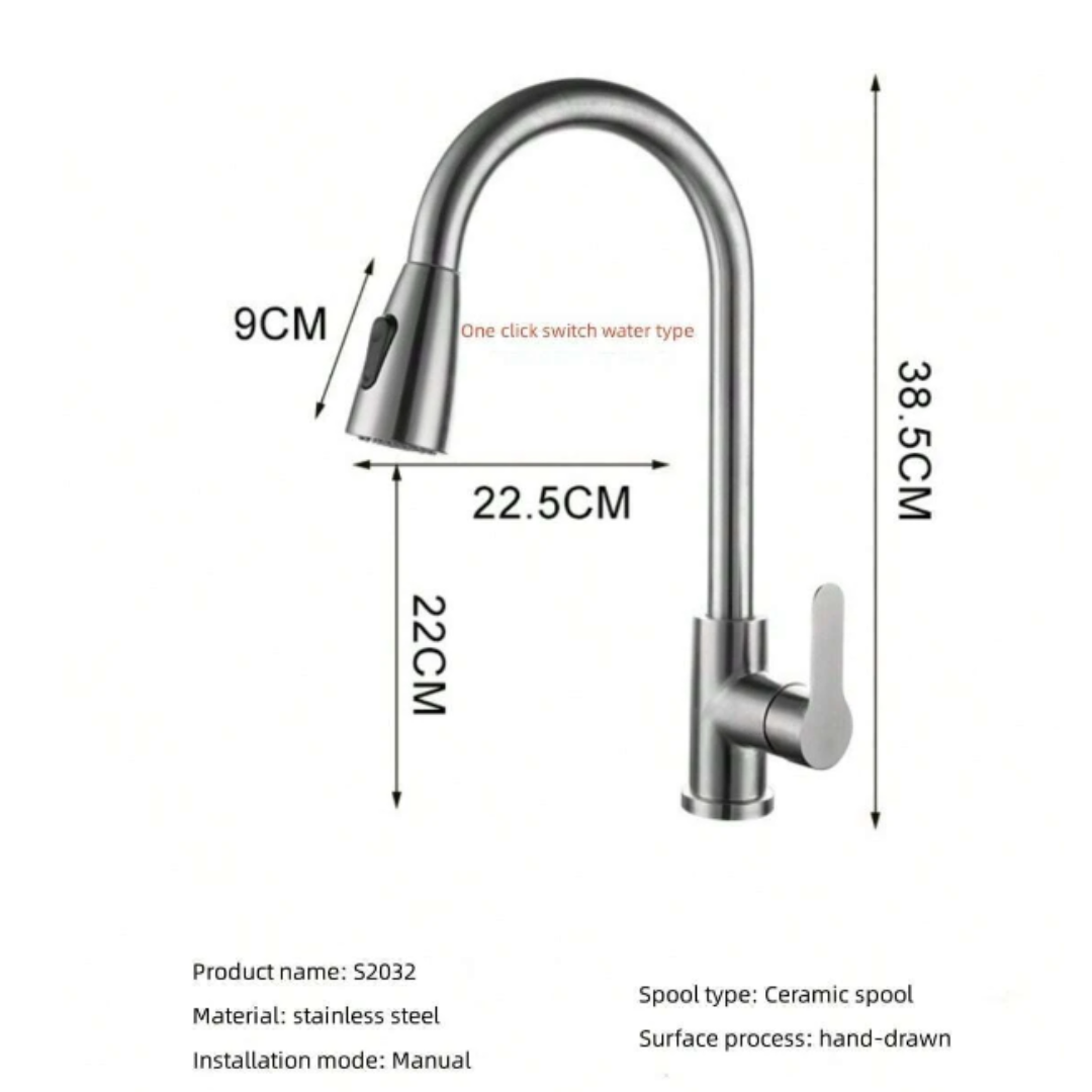 Kitchen Faucet Pull Out Kitchen Mixer Tap Faucet (Silver)