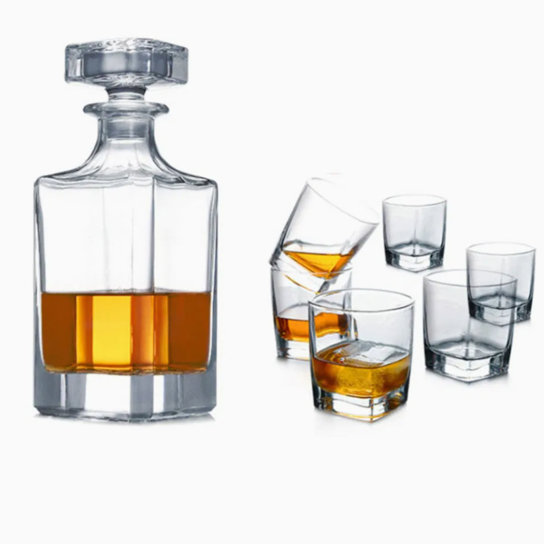Whiskey Decanter With 6 Glasses
