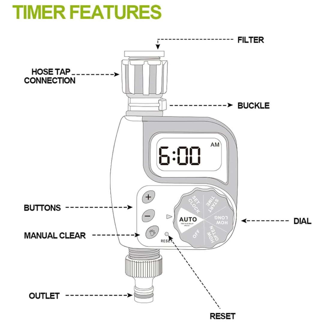 Digital Programmable Water Timer Garden Lawn (Green)