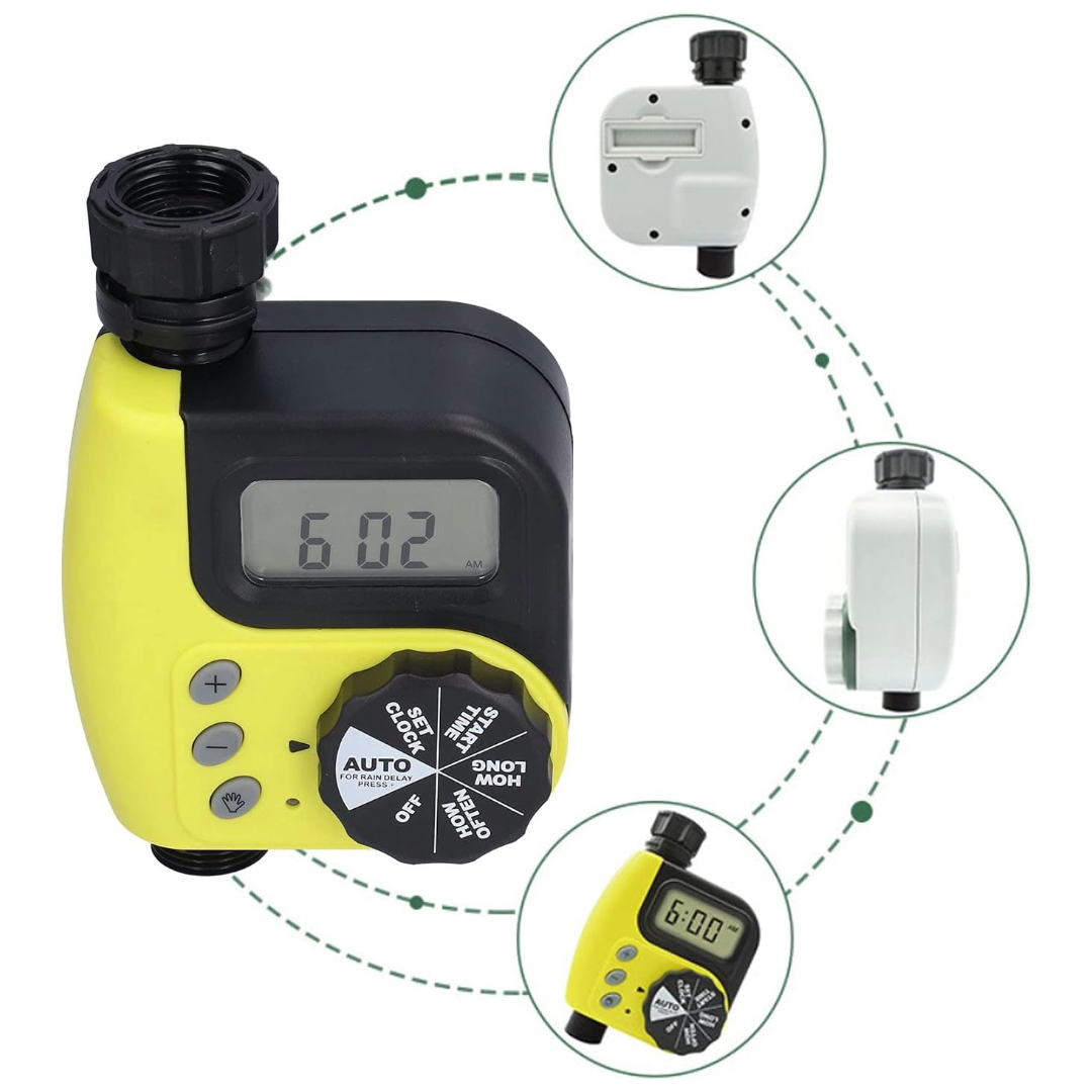 Digital Programmable Water Timer Garden Lawn (Yellow)