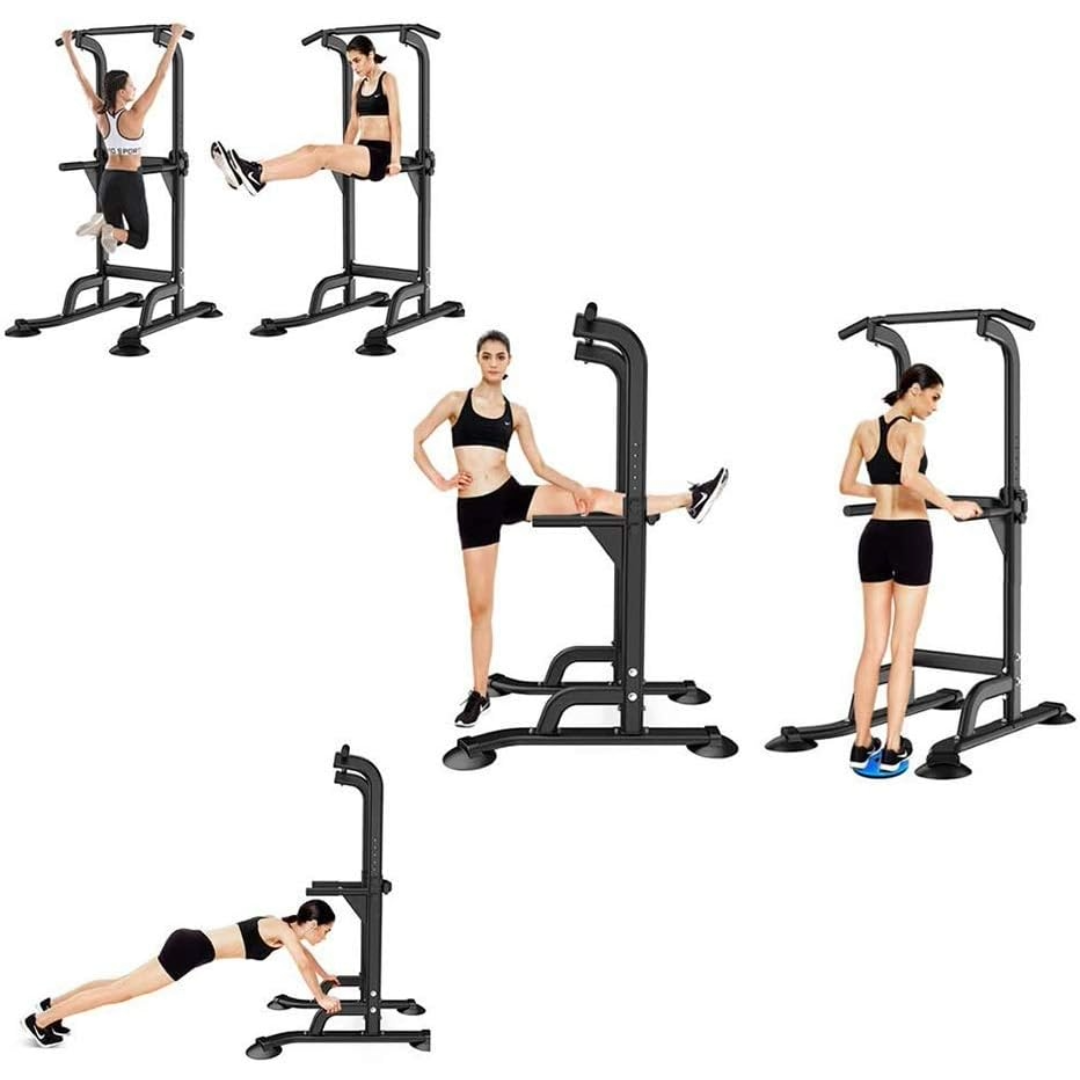 Sturdy and Adjustable Chin Up Pull Up Bar Station (Black)