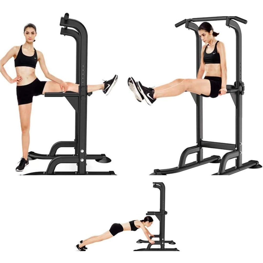 Sturdy and Adjustable Chin Up Pull Up Bar Station (Black)