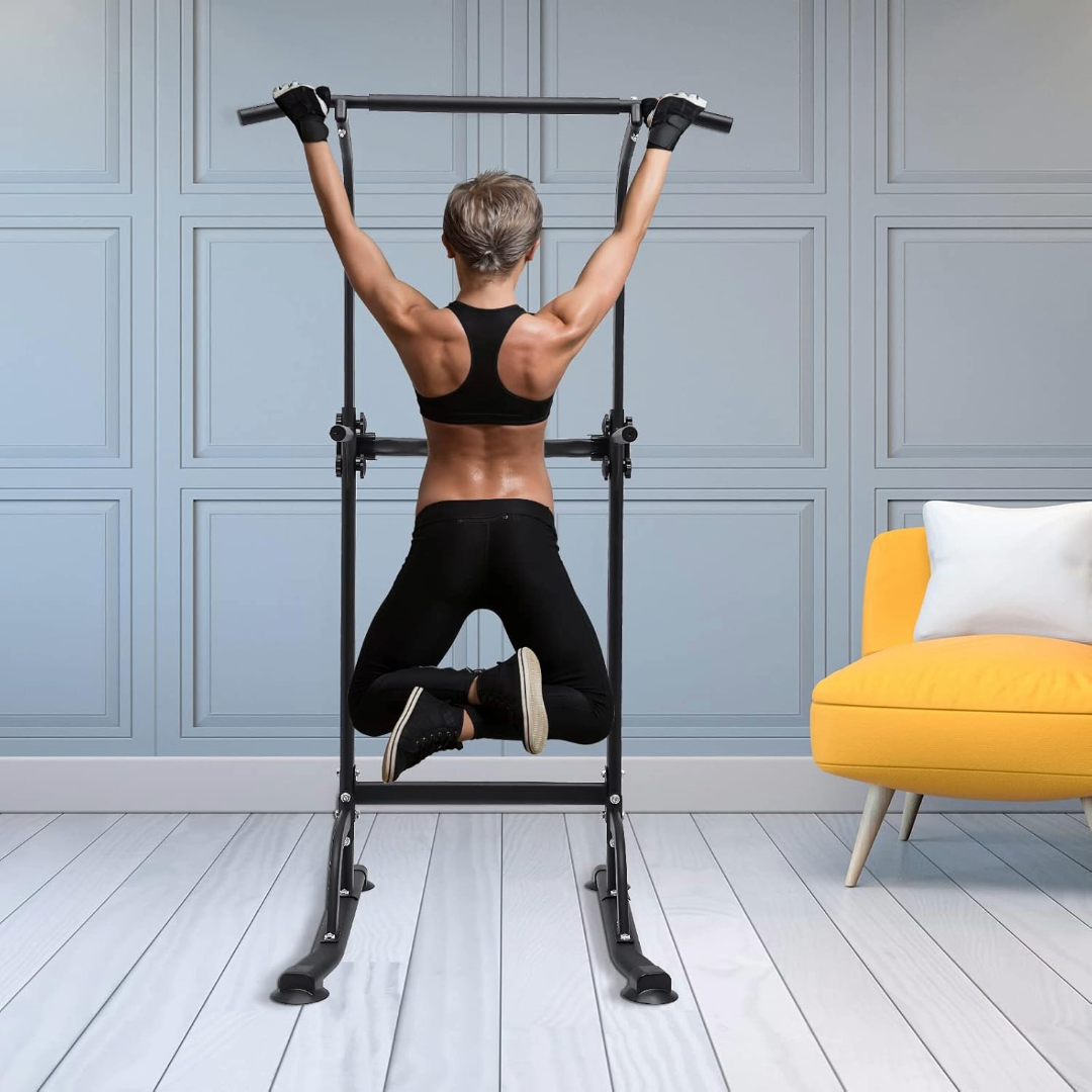 Sturdy and Adjustable Chin Up Pull Up Bar Station (Black)