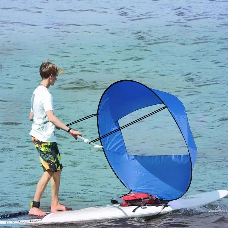 42in Sail Foldable Kayak Boat Wind Sail (Blue)