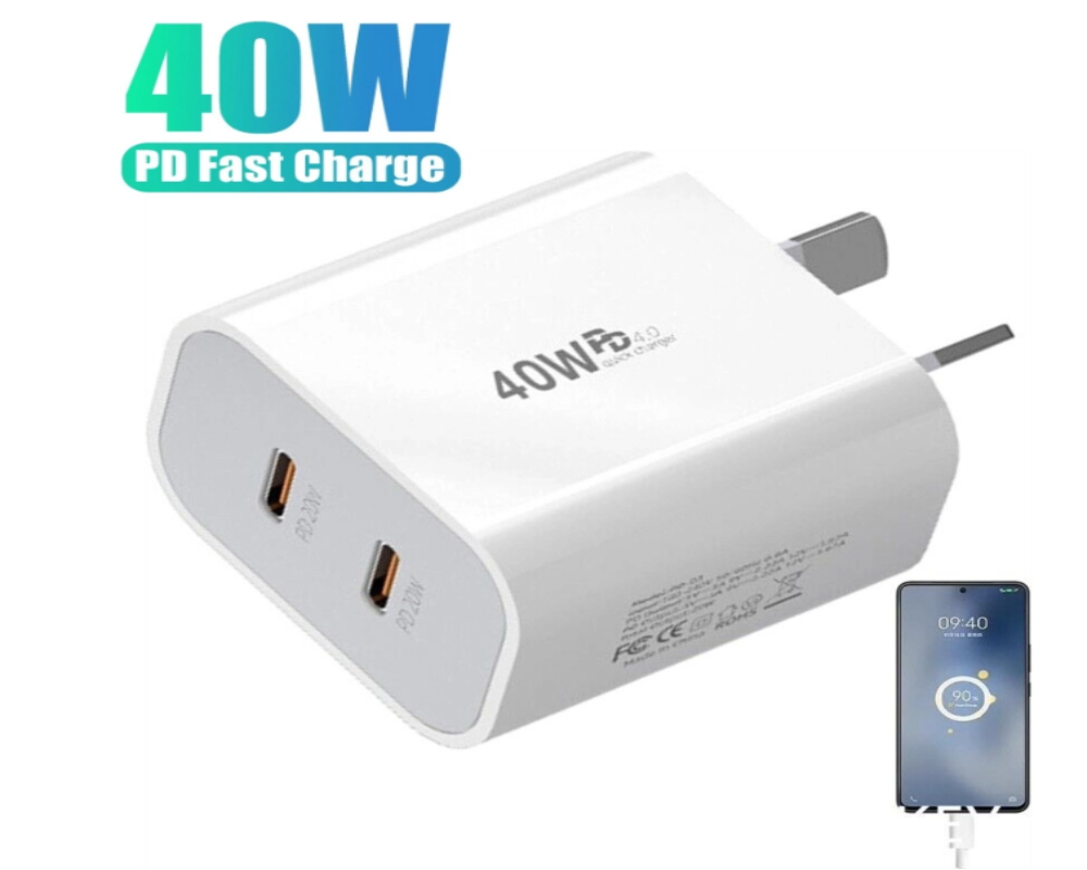 40W DUAL USB C PD Fast Charging Wall USB C Charger Power Adapter Type C