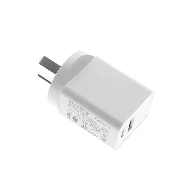 20W Dual-Port USB-C and USB-A Wall Charger Adapter (White)