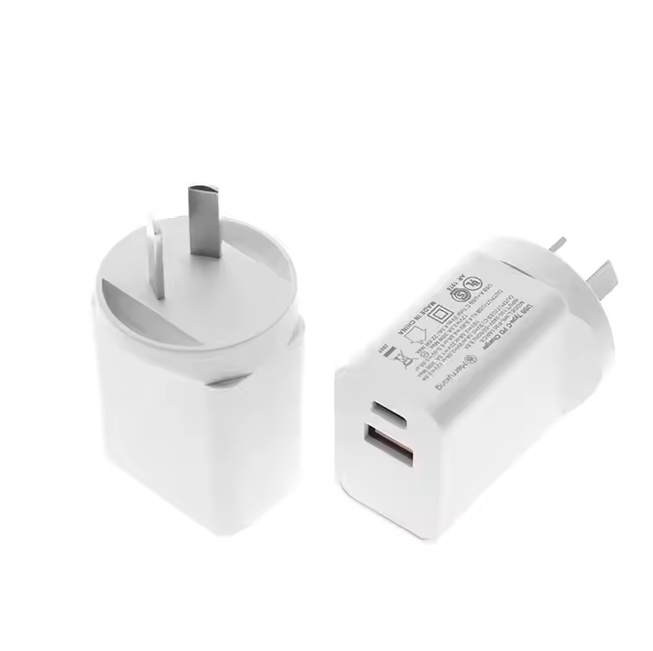 20W Dual-Port USB-C and USB-A Wall Charger Adapter (White)