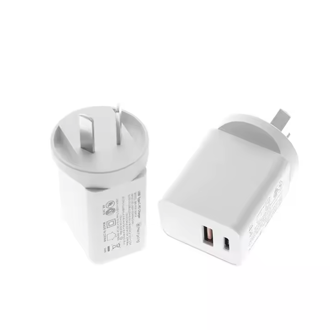 20W Dual-Port USB-C and USB-A Wall Charger Adapter (White)