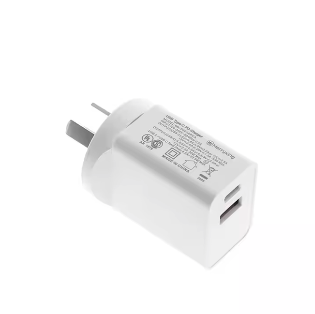 20W Dual-Port USB-C and USB-A Wall Charger Adapter (White)