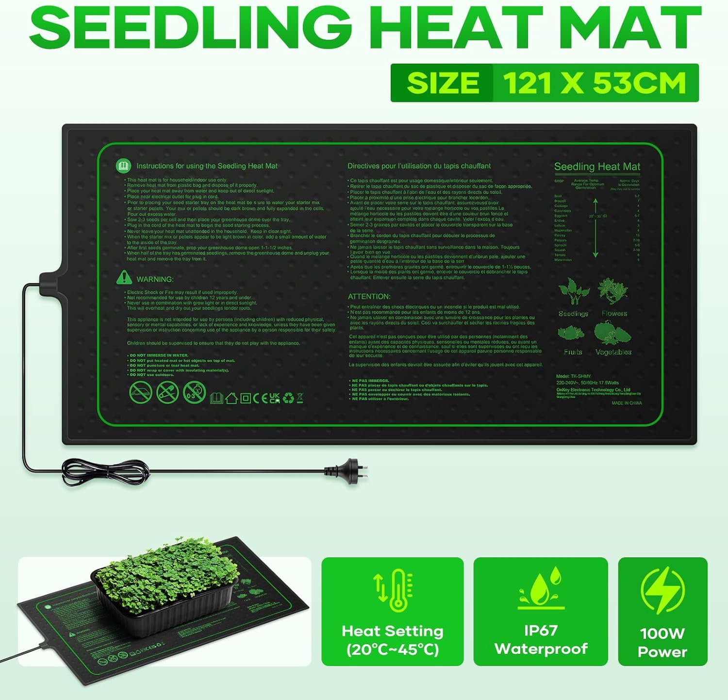 Seedling Heat Mat Plant Heated Pad