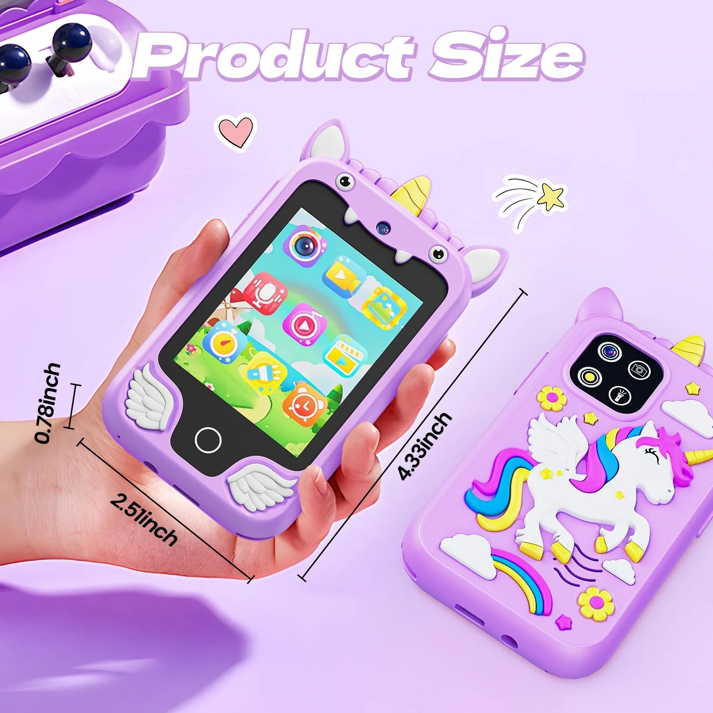 Smart Phone with 8GB Card & Holographic Pyramid 2.8"Touchscreen Learning Toy For Girl Boy