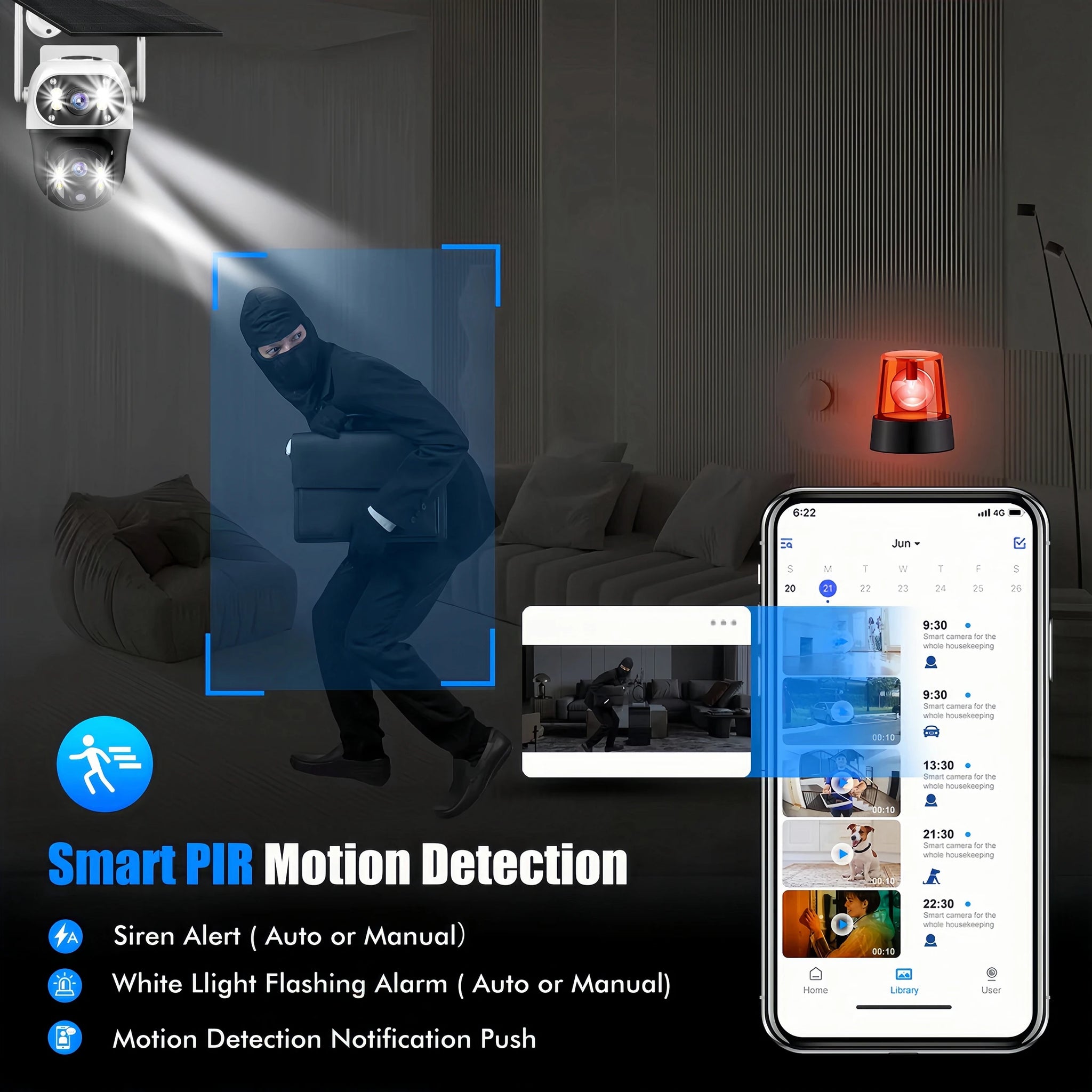 Solar power Security Camera PTZ WIFI 1080P