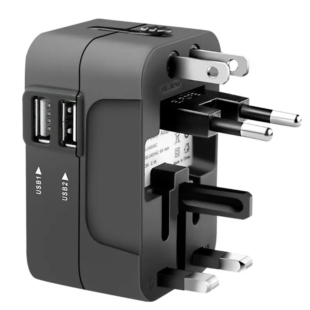 Worldwide All in One Universal Travel Adaptor with Dual USB Charging Ports