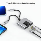 USB Type-C and Lightning to Ethernet Adapter Hub